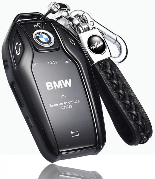 BMW ディスプレイキー キーケース BMW 5 6 7 8 シリーズ X3 X5 X7 i8 M8 専用 カバー 高級 オシャレ スマートキー 本革 キーホルダー 黒_画像1