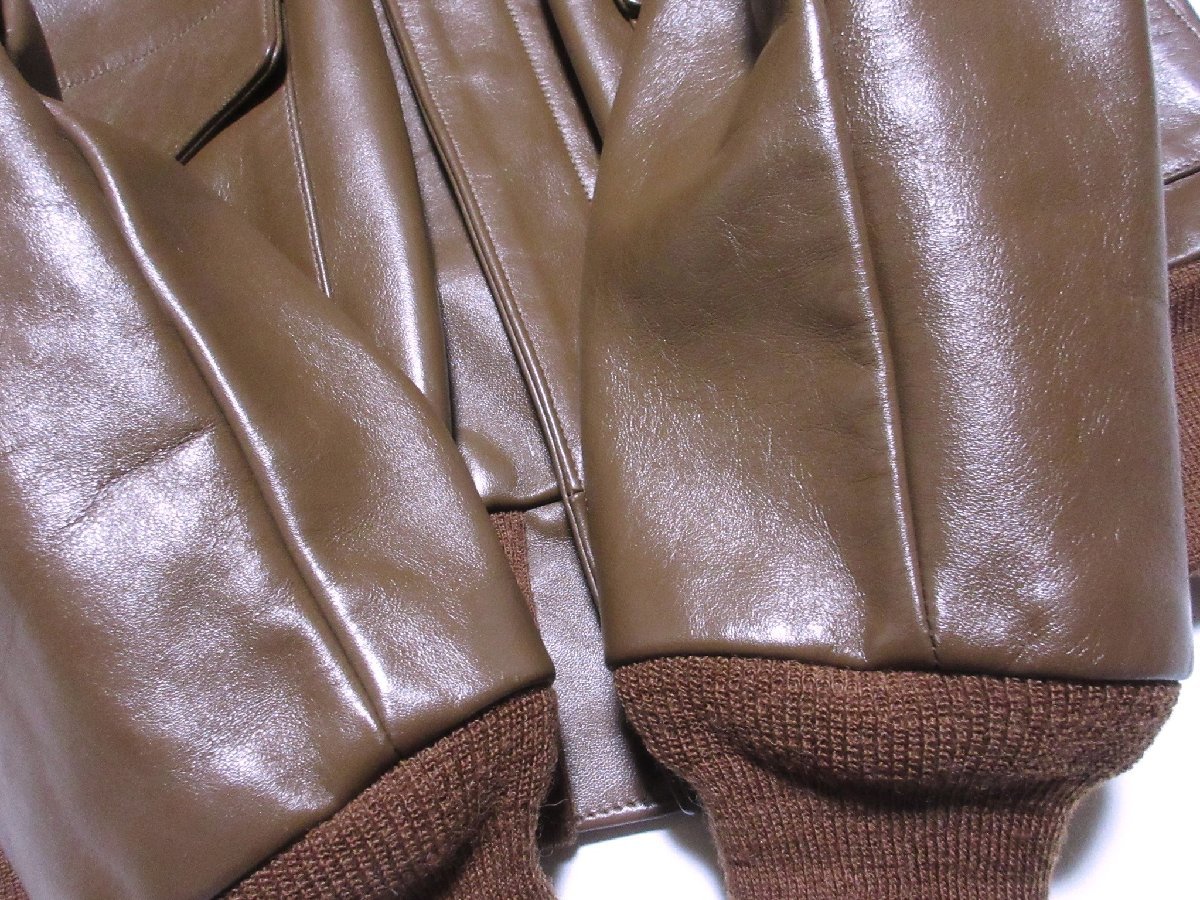 未使用に近い THE REAL McCOY’S ザ リアルマッコイズ TYPE A-2 レザーフライトジャケット/38/RAW UMBER/ROUGH WEAR CO./実名復刻/MJ7101_画像9