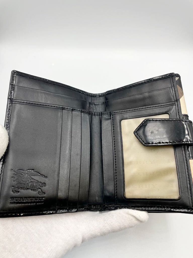 美品　バーバリー　二つ折り財布　ブラック　チェック　PVC 小銭入れ付き　メンズ　レディース　カードケース　コインケース_画像5