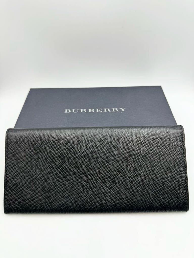 極美品　バーバリー　長財布　ブラック　小銭入れ付き　メンズ　レディース　二つ折り財布　カードケース　コインケース　レザー