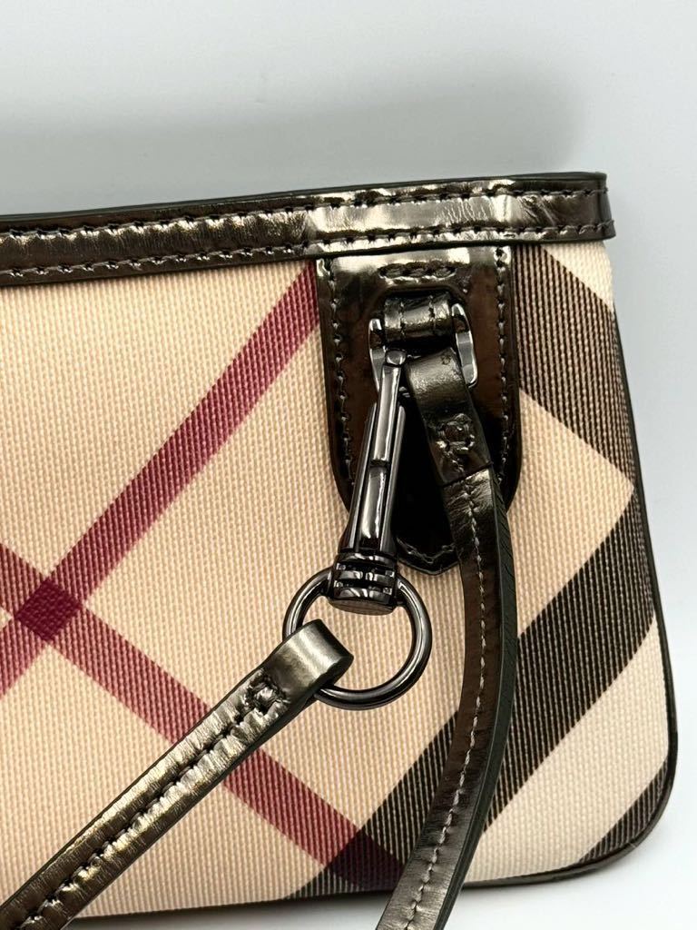  не использовался товар Burberry сумка Gold проверка PVC мульти- кейс портфель задний ручная сумочка 