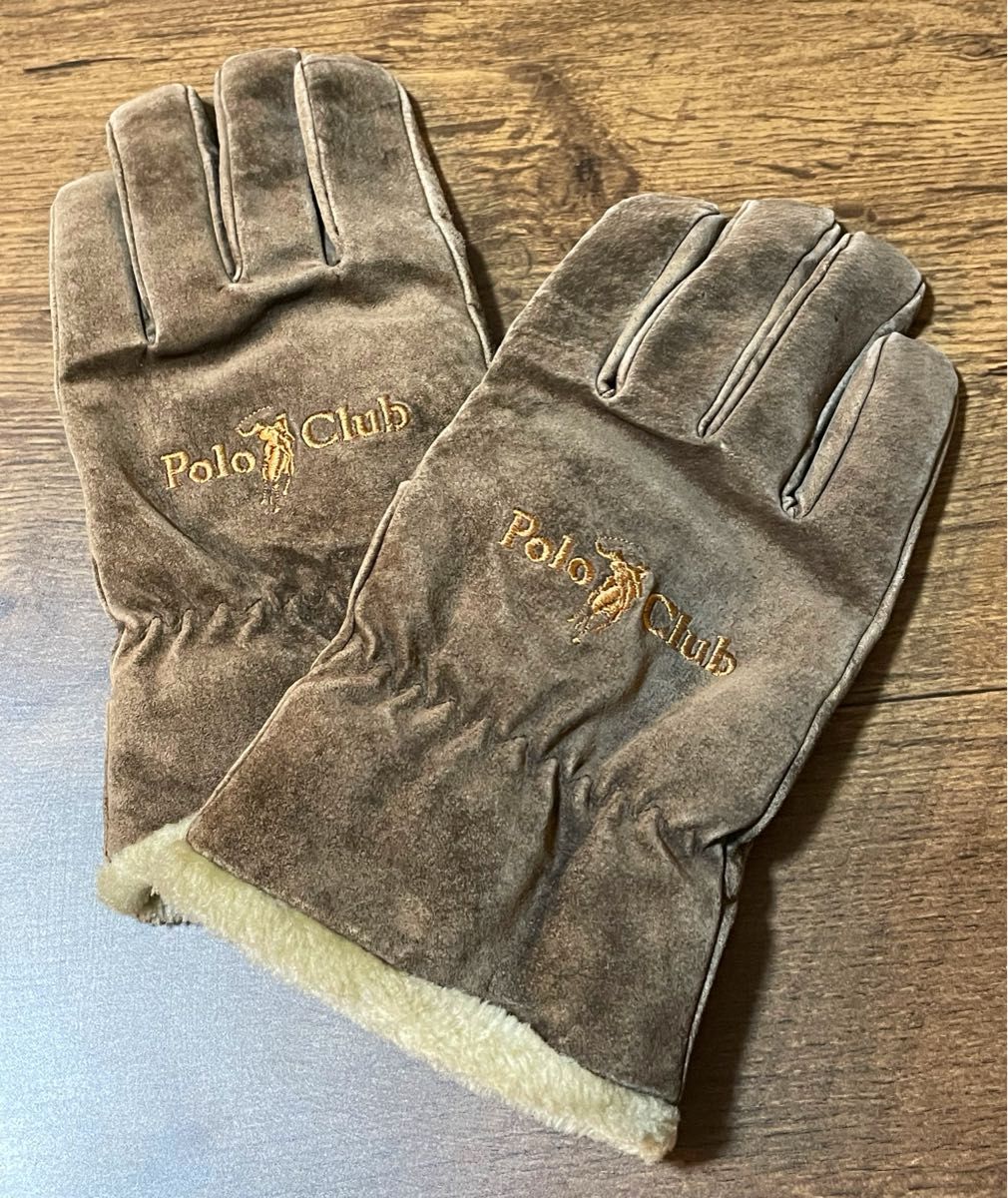 PoloClub ポロクラブ 手袋 防寒 防風 スエード調 ボア フリース素材