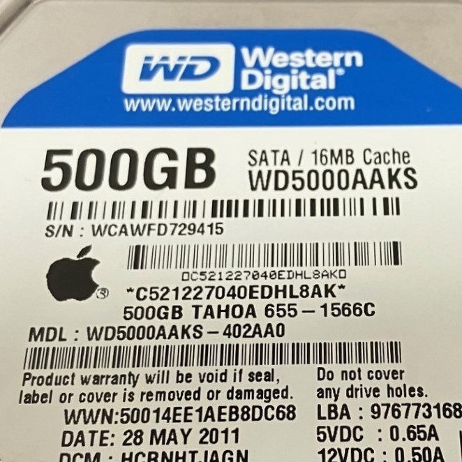 500GB 内蔵HDD 3.5インチ 中古動作品,正常判定 ハードディスク SerialATA S-ATA WD/ウエスタンデジタル WD5000AAKS_画像3
