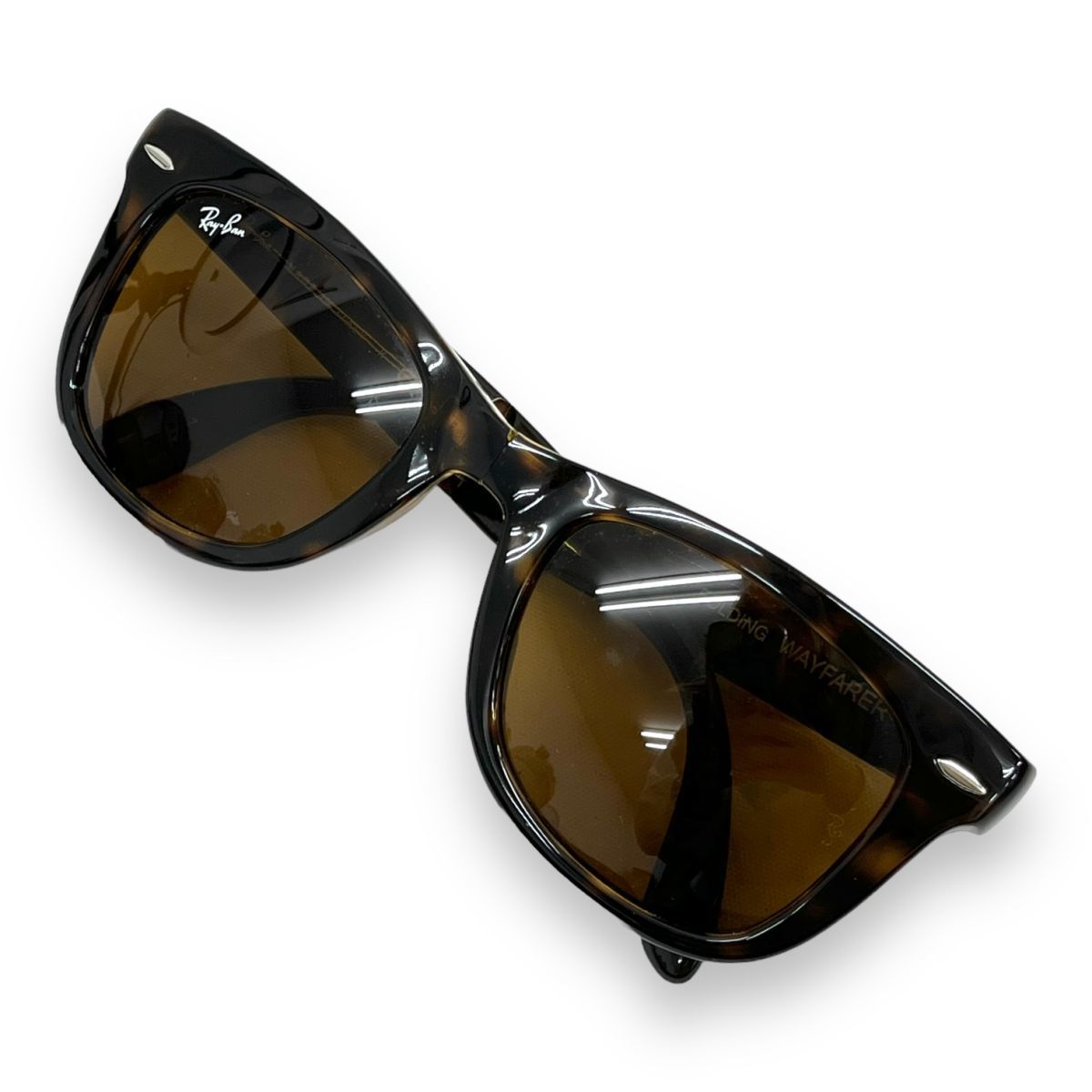 美品 Ray-Ban レイバン サングラス 眼鏡 小物 アイウェア ファッション ブランド RB4105 WAYFARER FOLDING 折りたたみ ケース付き_画像2
