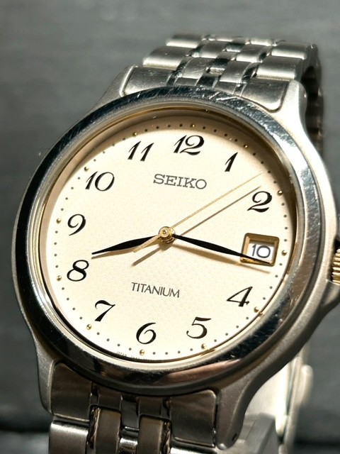 SEIKO SPIRIT セイコー スピリット SBTC003 腕時計 クオーツ アナログ 3針 カレンダー チタニウム 新品電池交換済み 動作確認済み メンズ_画像2
