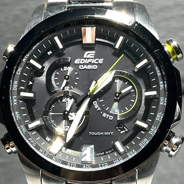美品 CASIO EDIFICE カシオ エディフィス EQW-T640DB-1AJ 腕時計 タフソーラー クロノグラフ 10気圧防水 ストップウォッチ メタルバンド_画像2