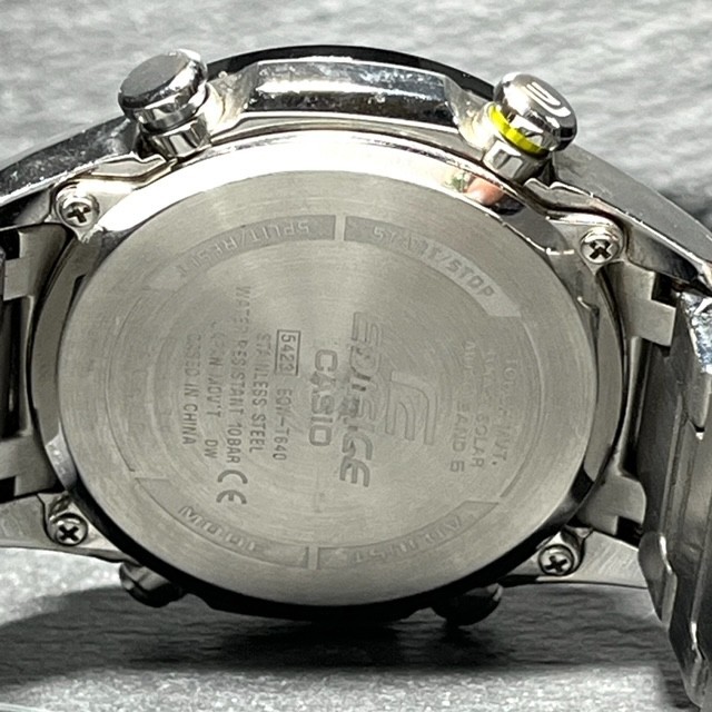美品 CASIO EDIFICE カシオ エディフィス EQW-T640DB-1AJ 腕時計 タフソーラー クロノグラフ 10気圧防水 ストップウォッチ メタルバンド_画像7