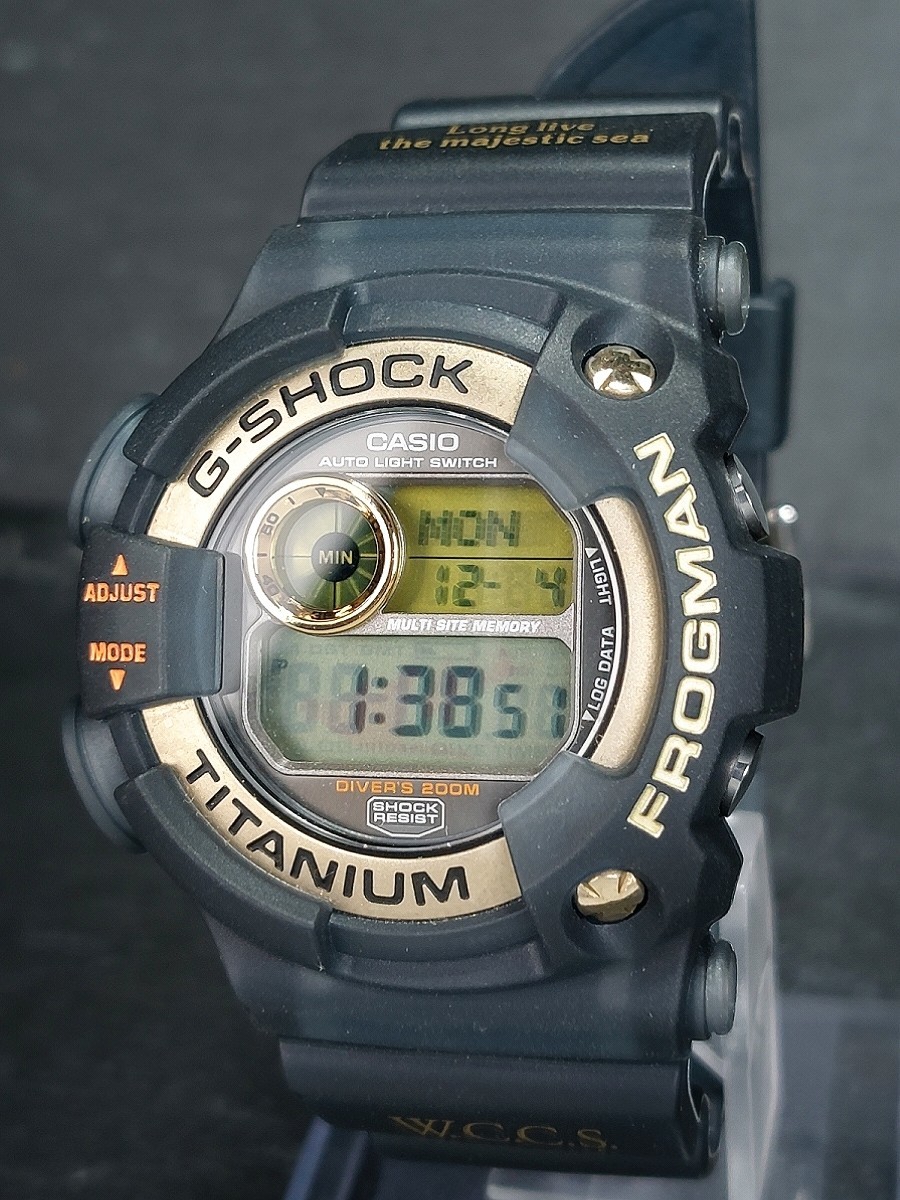 美品 CASIO カシオ G-SHOCK ジーショック TITANIUM FROGMAN チタン・フロッグマン WCCS 国際サンゴ礁保護協会 DW-9902 腕時計 動作確認済み_画像2