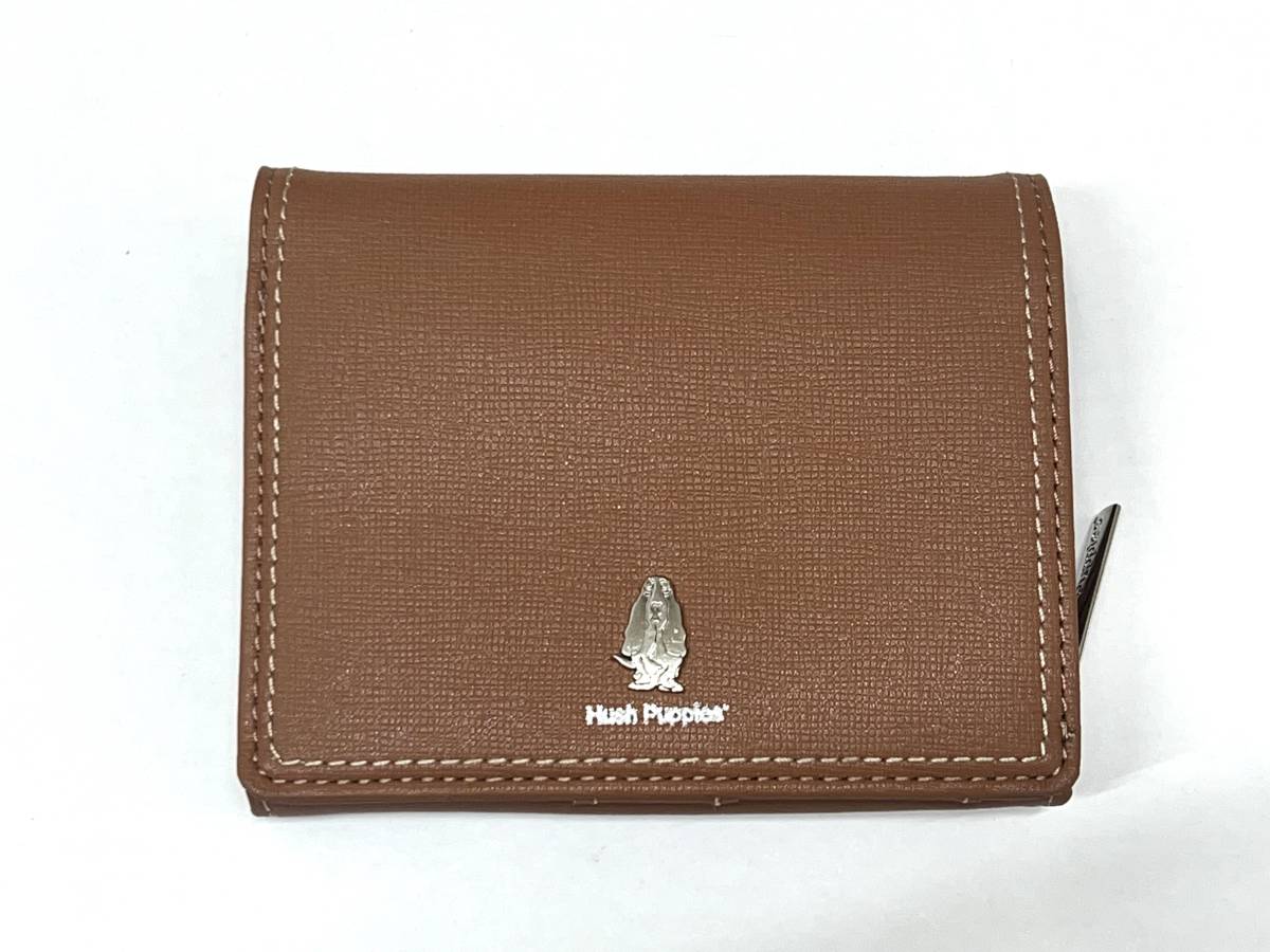 ◆Hush Puppies ハッシュパピー　二つ折り財布　レザー　ブラウン/中古_画像1