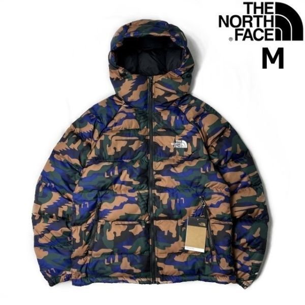 1円～!売切!【正規新品】THE NORTH FACE◆PRINTED HYDRENALITE HOODIE ダウンジャケット US 防寒 2022-23最新(M)茶 黒 迷彩柄 190122-130_画像1