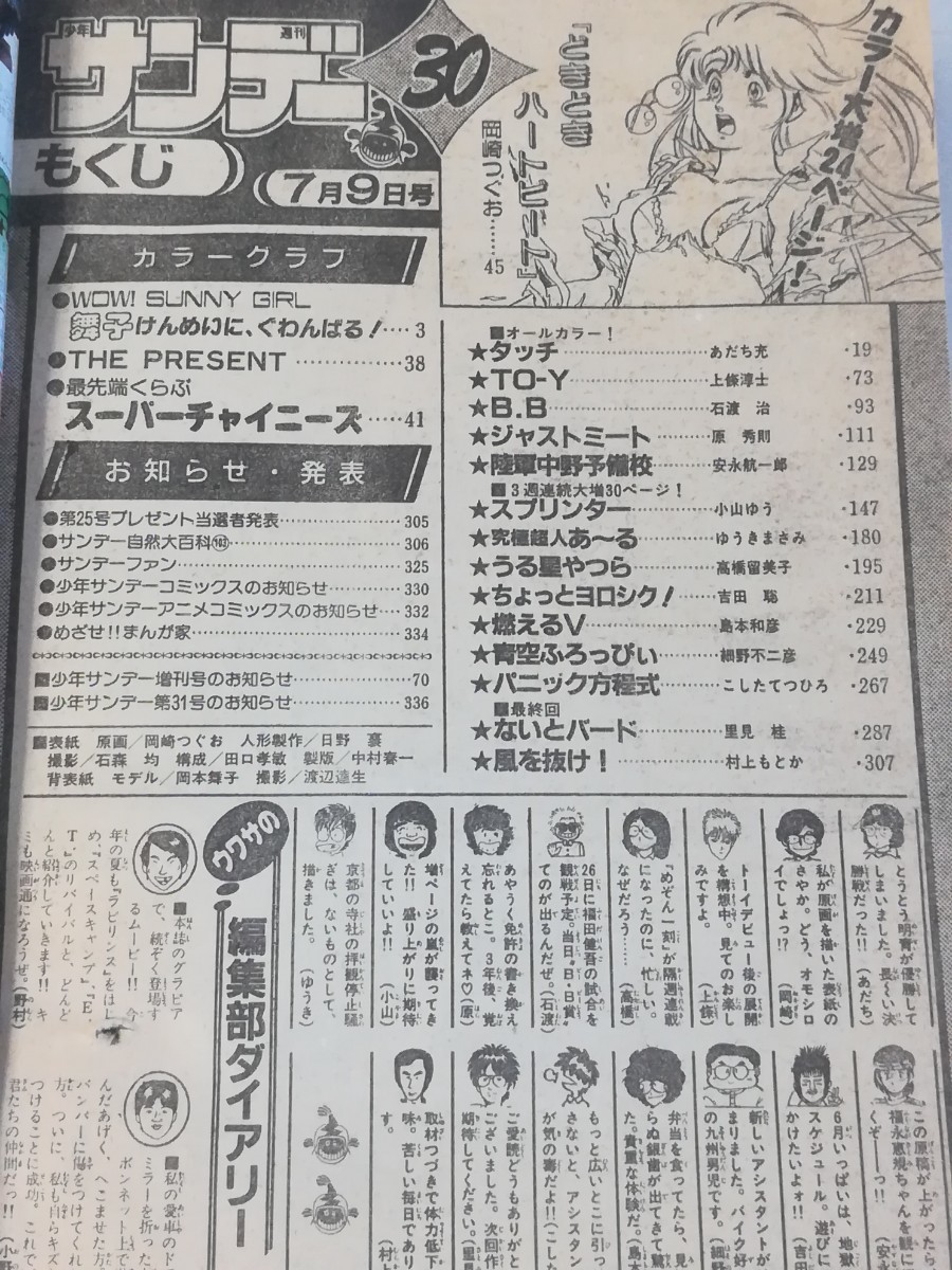 週刊少年サンデー 1986 7月9日号 30 岡本舞子 タッチ うる星やつら_画像4