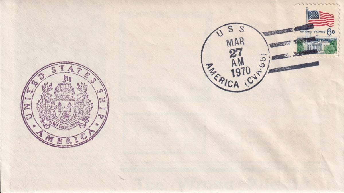 【ＦＤＣ】米国艦艇アメリカからの封書（１９７０年）（アメリカ）　t4097_画像1