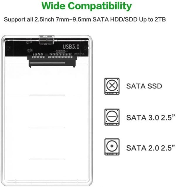 透明な 2.5インチ HDDケース USB 3.0接続 SATA対応 HDD/SSD 外付け ドライブ ケース ネジ&工具不要 簡単着脱 Windows/Mac/Linux等適用_画像4