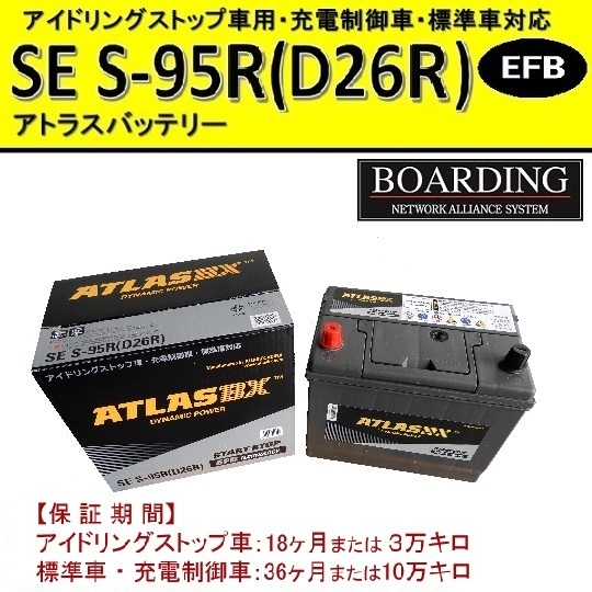 SE S95R D26R 送料無料 当日発送 最短翌着 BOARDING ボーディング ATLAS アトラス バッテリー EFB アイドリングストップ車対応_画像1