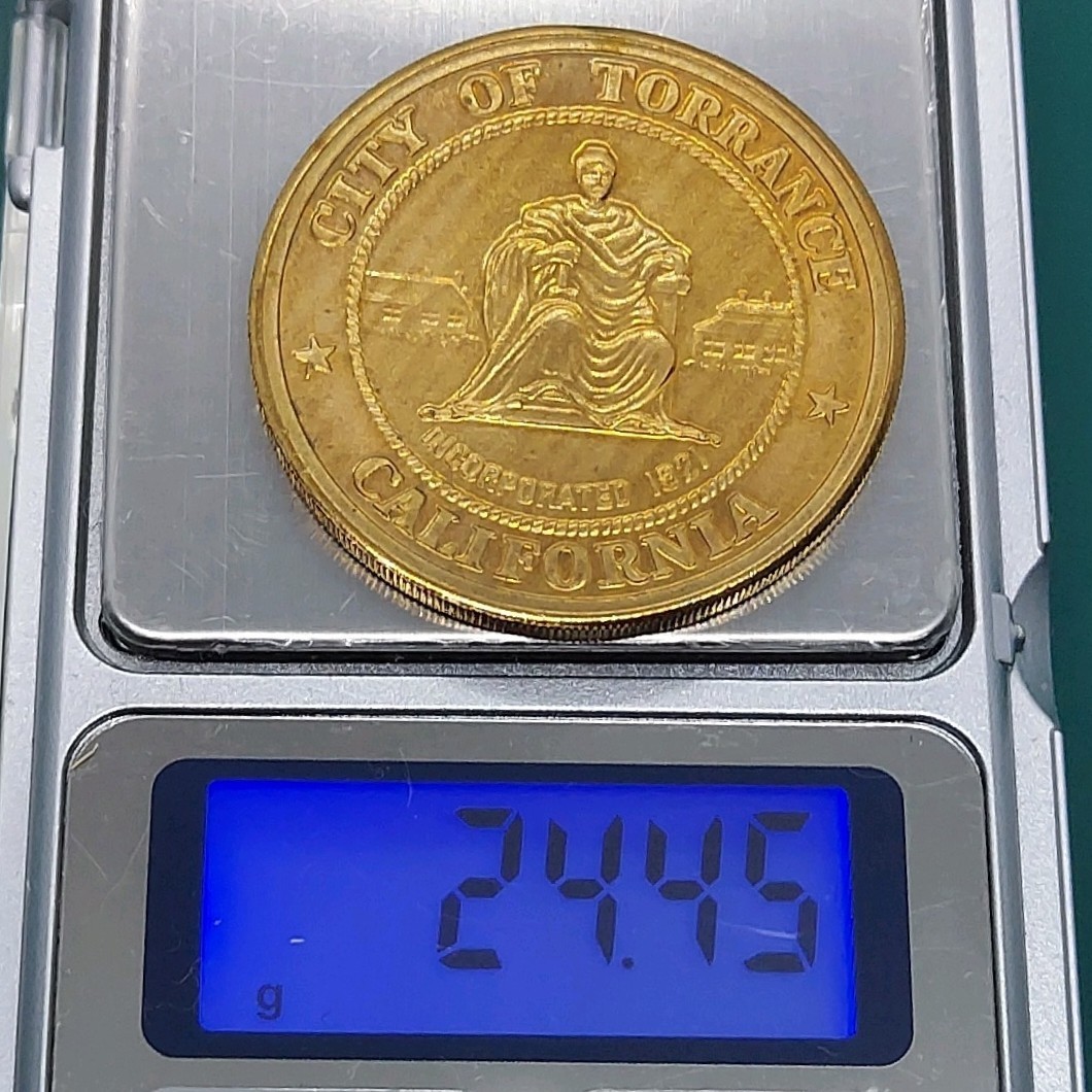 【51227】アメリカ　カリフォルニア州ロサンゼルス郡トーランス　50周年記念コイン　1921-1971年　約38.7×2.8㎜　約24.45g　_画像8
