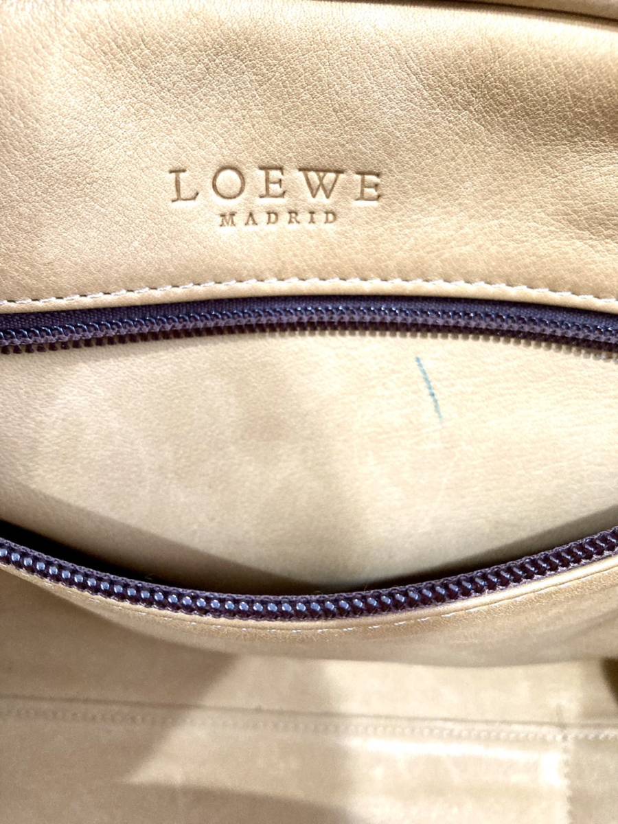 LOEWE ロエベ アマソナ28 アナグラム スエード レザー ベージュ ブラウン ミニボストン ハンドバッグ　1円スタート_画像7