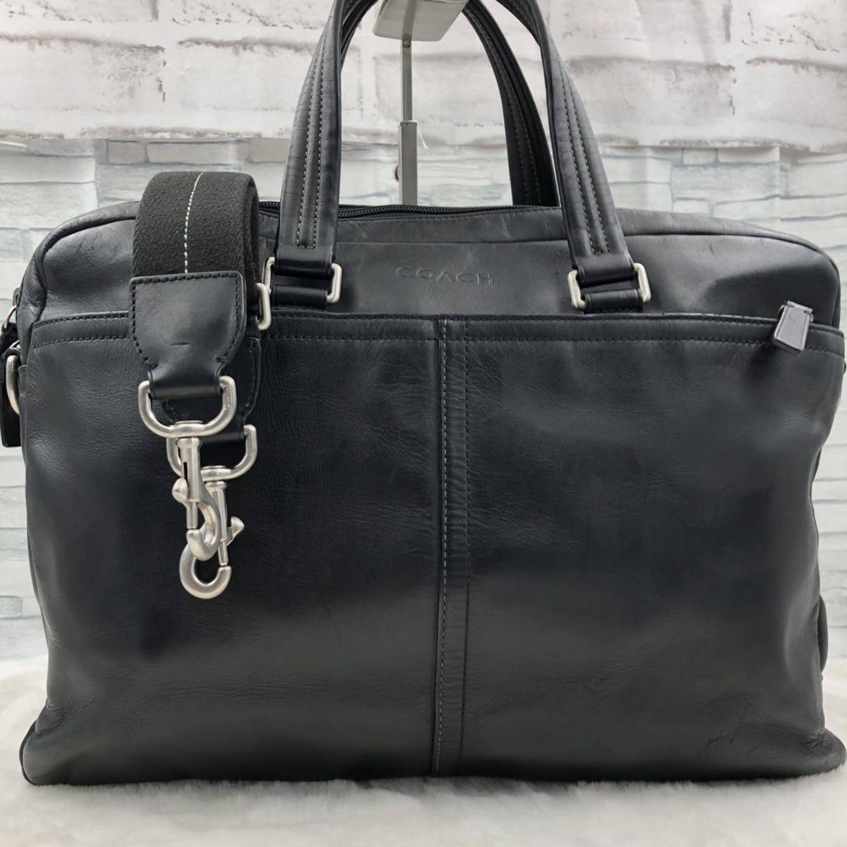 COACH コーチ ビジネスバッグ ブリーフケース 手提げ ショルダーバッグ 2way レガシー コミューター オールレザー ブラック A4◎ PC◎ 3層 _画像2