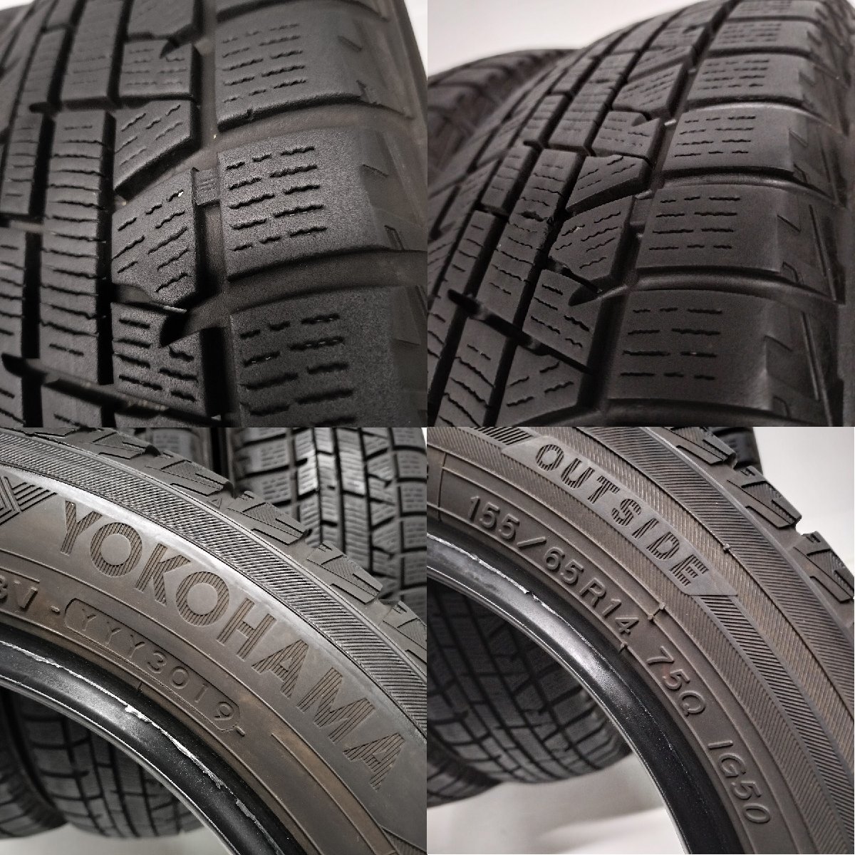 ◆本州・四国は送料無料◆ ＜訳アリ！ スタッドレス 4本＞ 155/65R14 ヨコハマタイヤ アイスガード iG50+ ’19年 50～60％ MRワゴン N-BOX_画像10