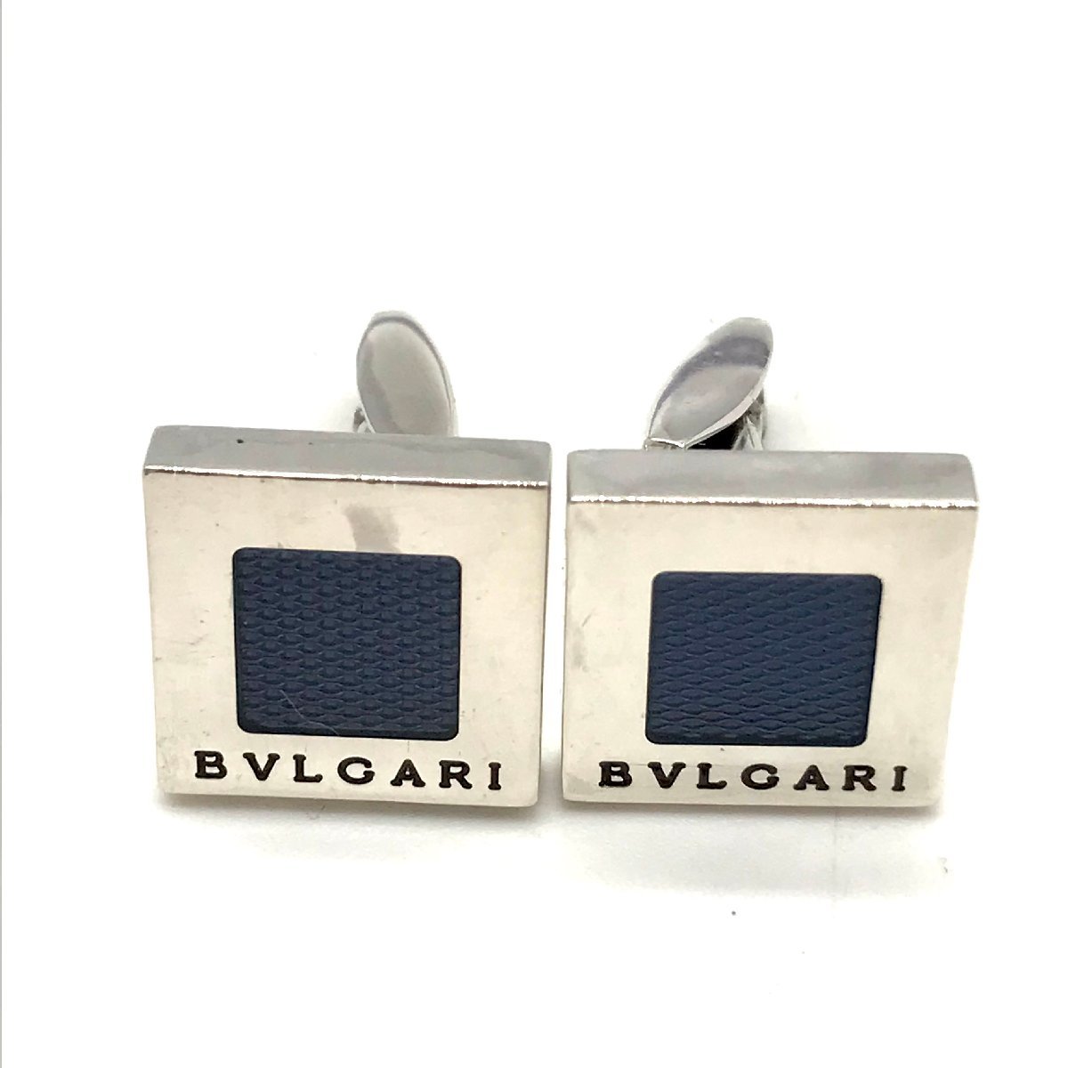 BULGARI BVLGARY Logo SV925 cuffs button cuff links 20g silver x blue superior article M9531