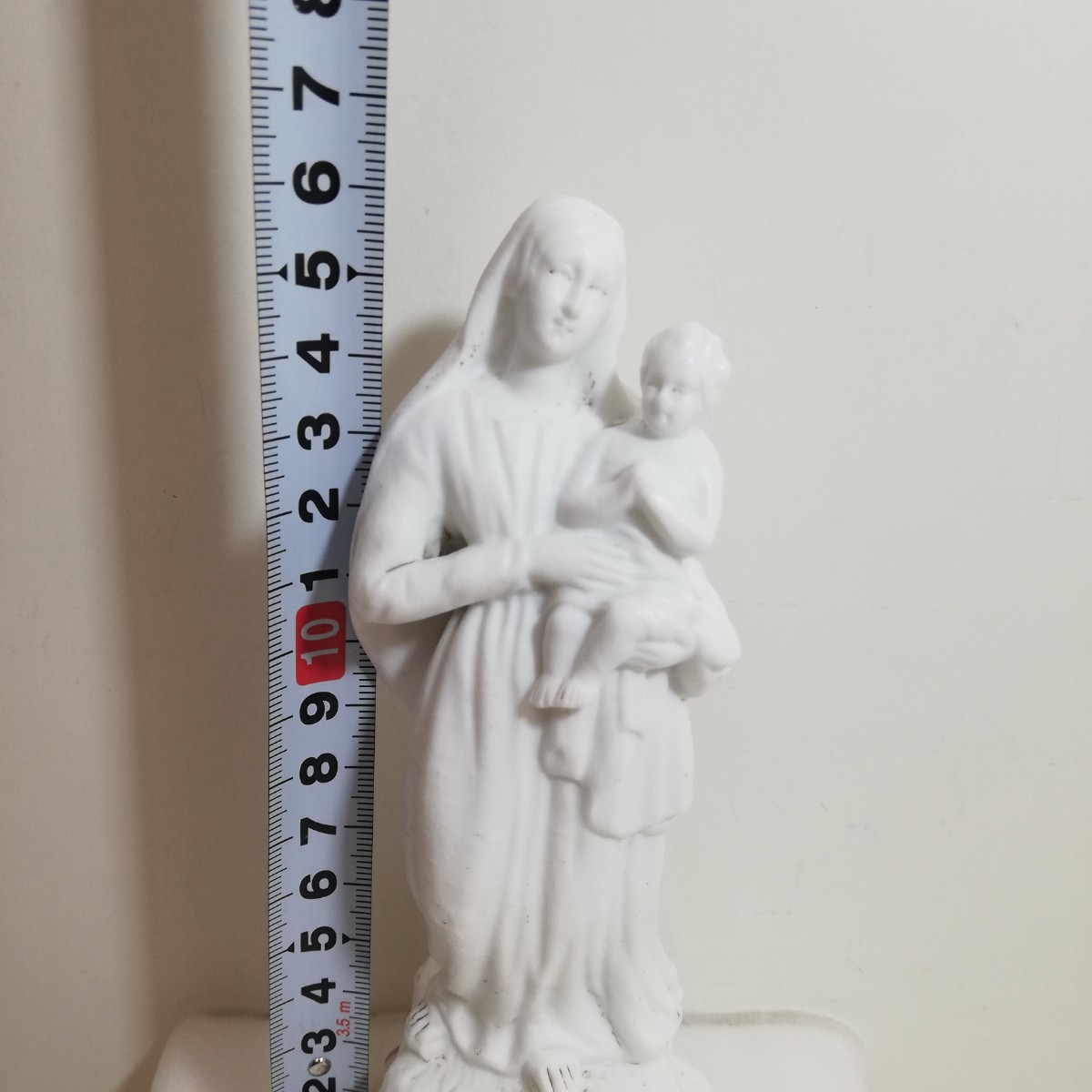聖母マリア像 聖母子像 高さ16cm 重さ213ｇ [ビンテージ 置物 磁器 人形 フィギュリン キリスト教 神物 オブジェ ]_画像10