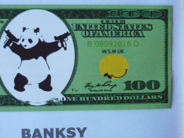  бесплатная доставка * банк si-Banksy 100 доллар * подлинный произведение гарантия * парусина ткань * автограф есть *Dismalandtizma Land. входить место билет есть 5