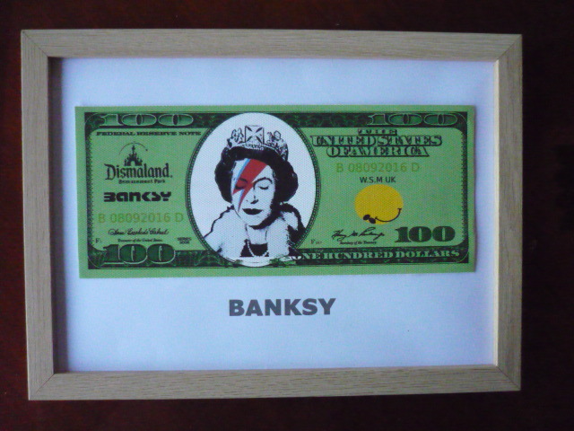  free shipping * Bank si-Banksy 100 dollar * genuine work guarantee * canvas cloth * autograph equipped *Dismalandtizma Land. go in place ticket equipped 21