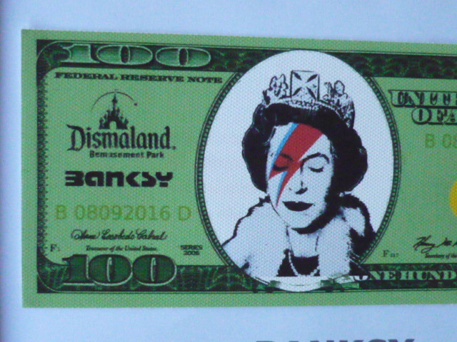  free shipping * Bank si-Banksy 100 dollar * genuine work guarantee * canvas cloth * autograph equipped *Dismalandtizma Land. go in place ticket equipped 21