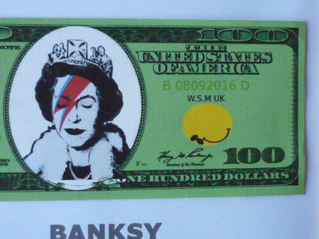  free shipping * Bank si-Banksy 100 dollar * genuine work guarantee * canvas cloth * autograph equipped *Dismalandtizma Land. go in place ticket equipped 21