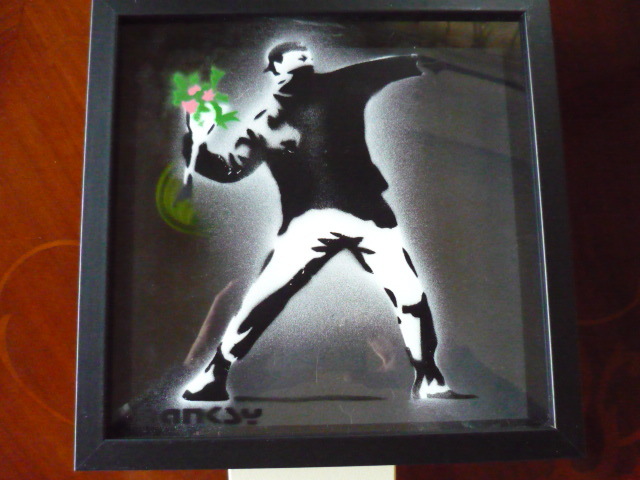  free shipping * Bank si-Banksy*Shadow box3D art * genuine work guarantee *The Walled Off Hotel* Bank si- hotel . sale 9/20 flower . pink color 