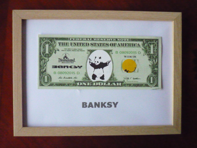 送料無料★バンクシー Banksy １ドル★真作保証★キャンバス生地★サインあり★Dismalandディズマランドにて13_画像1