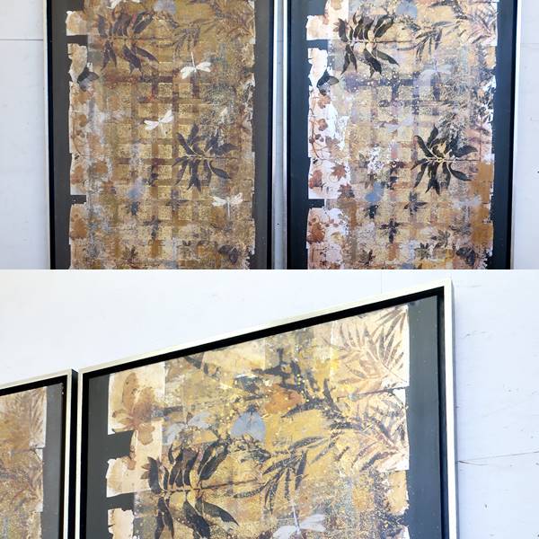 #P350# exhibition goods # tradition industrial arts .# Nagai .# Edo from ..# Japanese paper # leaf ../ dragonfly /../. leaf / maple # peace modern art # gold / silver etc. # sand .# frame 