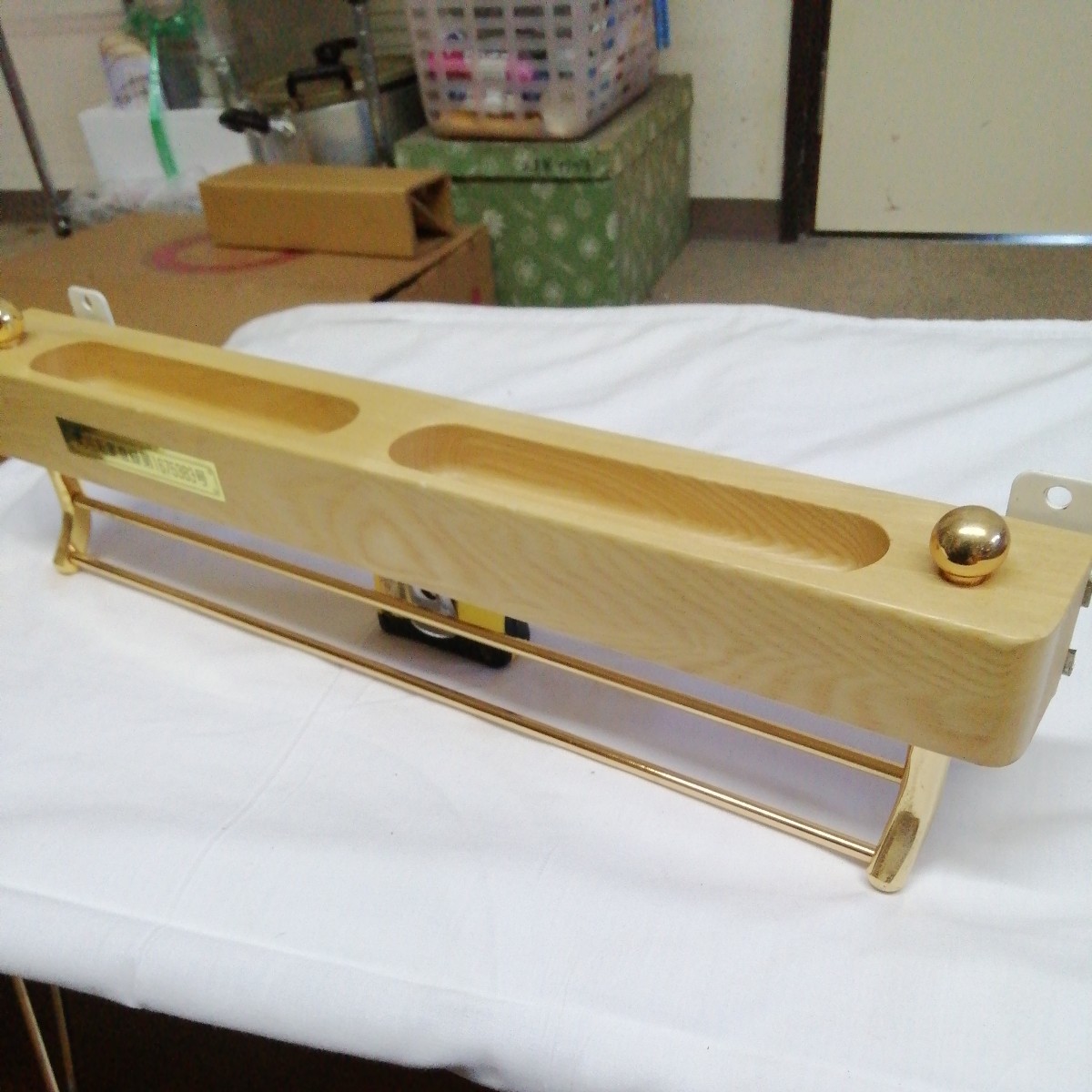 タオル掛け タオルハンガー アンティーク 木製 ゴールド 金 スライド式 小物置き (約430×120×奥行55mm) 約スライド30cm_画像5