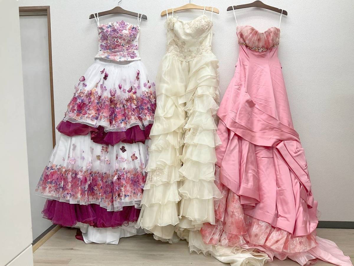 ☆ドレス★カラードレス ウェディングドレス 3点セット 7-11T /ピンク/ホワイト/ピンク ブライダル_画像1