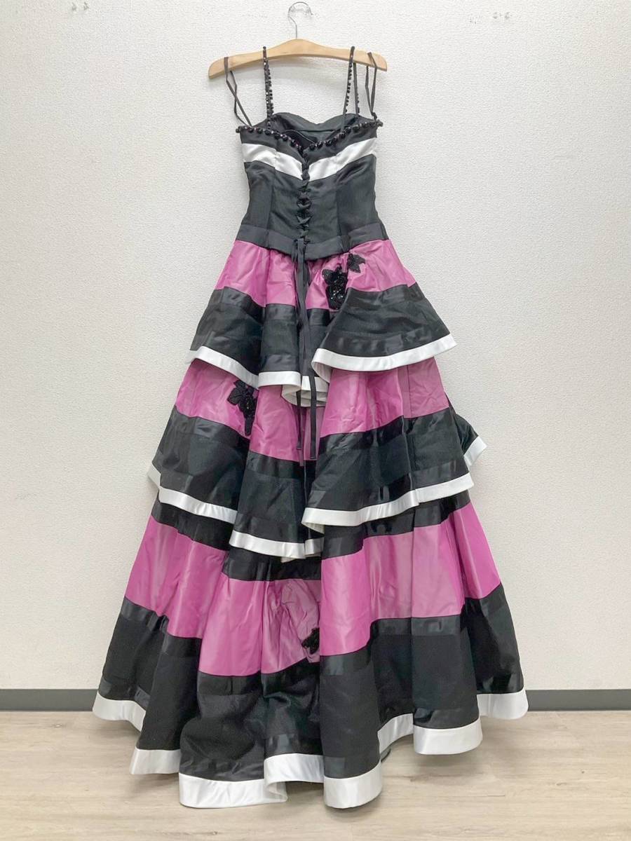 ★ドレス☆Scena D'uno シェーナ・ドゥーノ 神田うの プロデュース 9T ピンク×ブラック カラードレス ウェディング ブライダル_画像5
