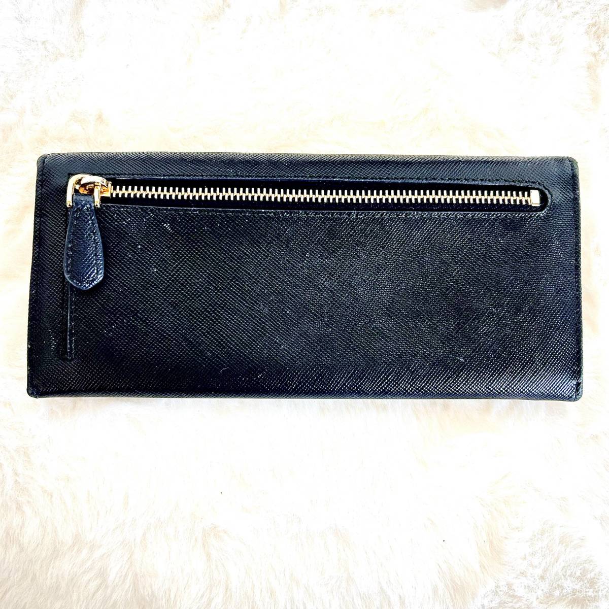 ☆PRADA プラダ 長財布 SAFFIANO サフィアー 1MH132 NERO 紺色 ネイビー ウォレット レザー 皮革 箱あり/管理122803A11-12270002_画像3