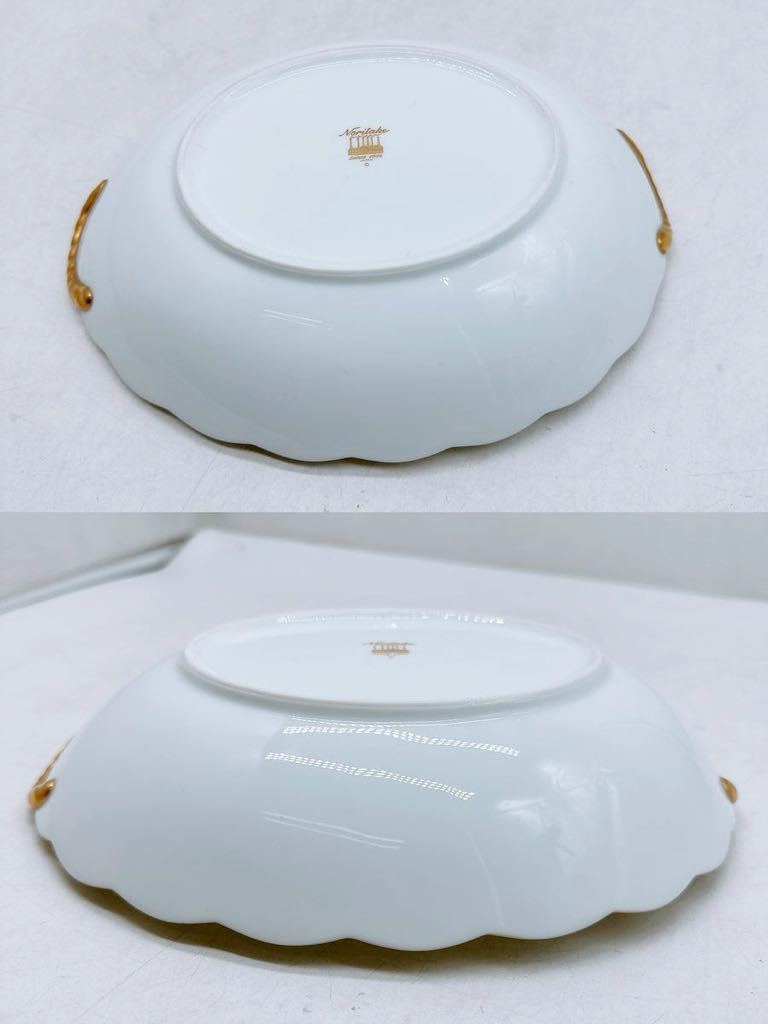 Noritake ダイヤモンドコレクション 大皿 金彩 約24.5×約20cm 中古 ブランド 洋食器 ノリタケ 陶器 横長 深皿_画像5