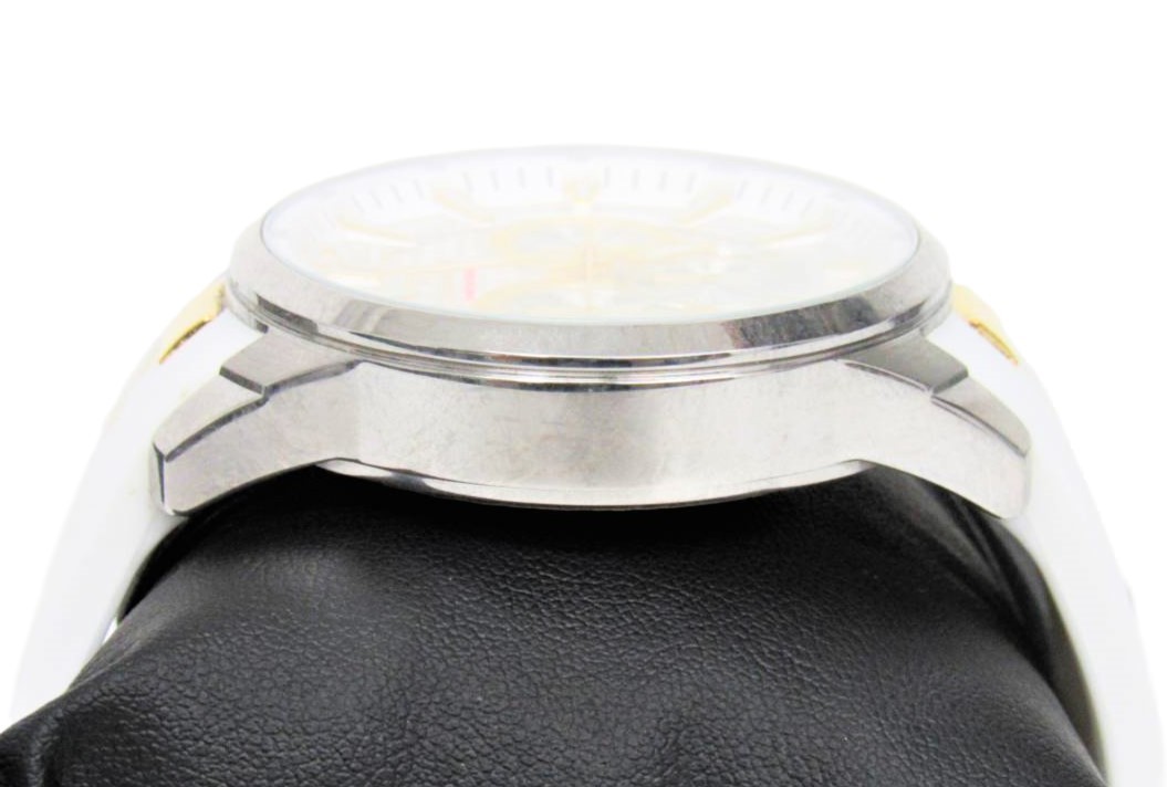  box attaching Tecnos TECHNOS T8B25-SW white white chronograph CHRONOGRAPH silicon rubber belt wristwatch watch 