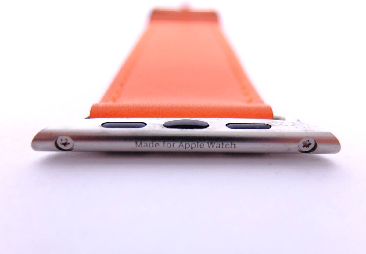 美品 Herms エルメス シンプルトゥール アップルウォッチ用 45ｍｍ ベルト バンド レザー 革 専用袋付き オレンジ orange Apple Watchの画像7