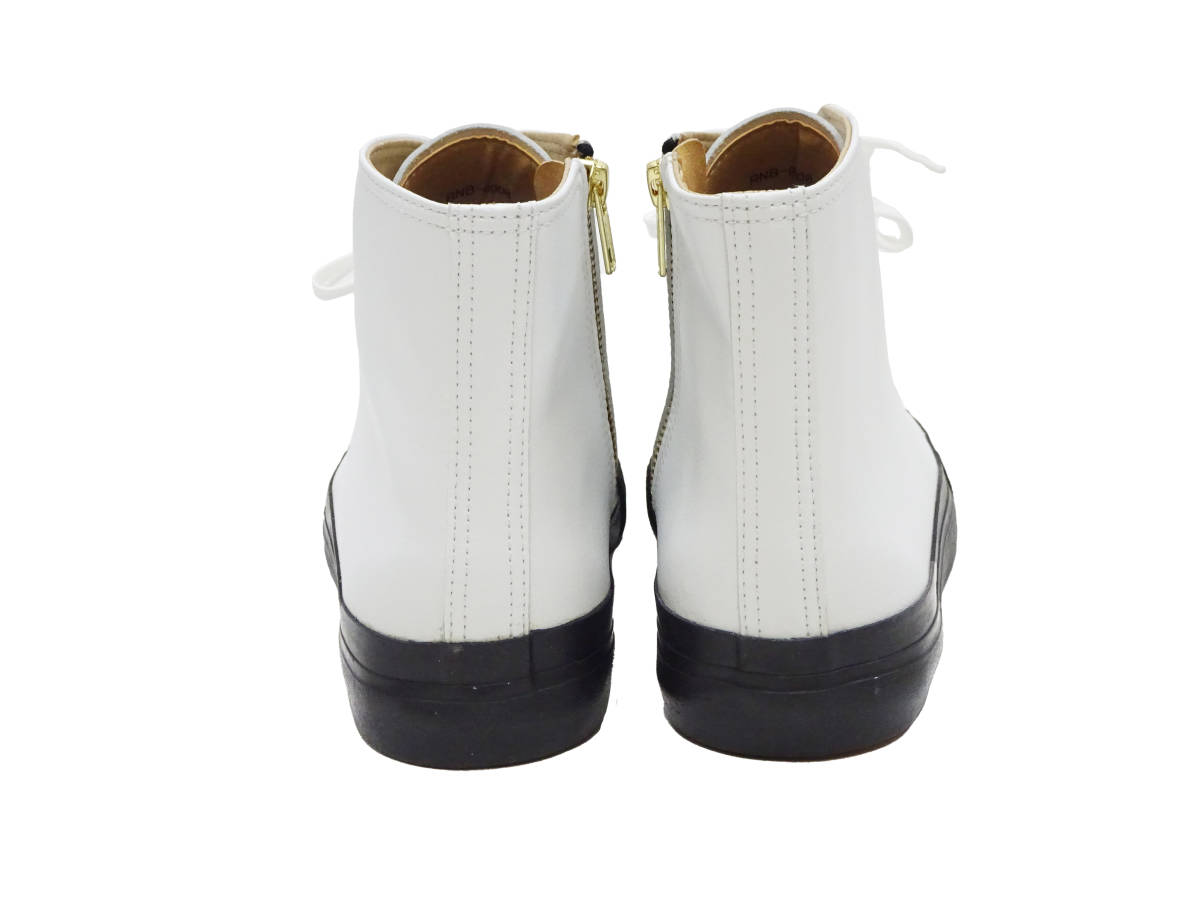 (26cm) 児島ジーンズ マイクロファイバーレザー ハイカット スニーカー ハイパーVソール ヴィーガンレザーシューズ 靴 RNB-8008 白 新品の画像3