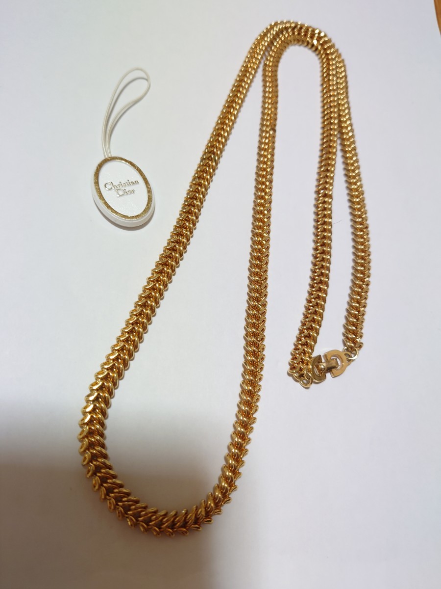 Christian Dior クリスチャン・ディオール 太め チェーン ネックレス 良品 ゴールド色の画像1
