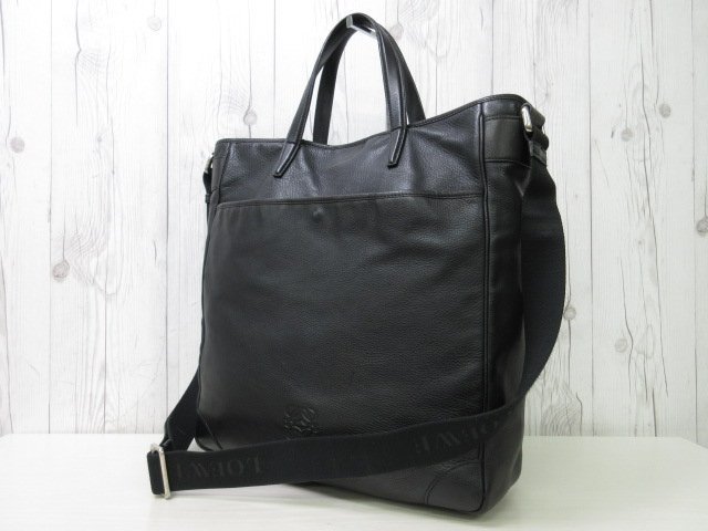 極美品 LOEWE ロエベ トートバッグ ショルダーバッグ バッグ レザー×キャンバス 黒 A4収納可 メンズ 66270Y_画像2