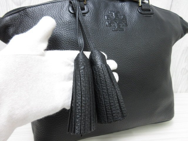 極美品 新品同様 Tory Burch トリーバーチ トートバッグ ハンドバッグ バッグ レザー 黒 A4収納可 66702_画像10