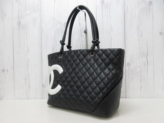 極美品 CHANEL シャネル カンボンライン ココマーク トートバッグ ショルダーバッグ バッグ ラムスキン レザー 黒 A4収納可 66727_画像4