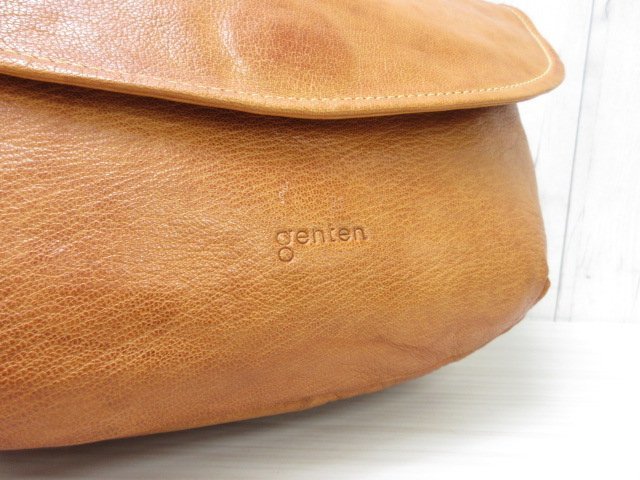 極美品 genten ゲンテン ショルダーバッグ トートバッグ バッグ レザー 茶系 メンズ 67331Y_画像9