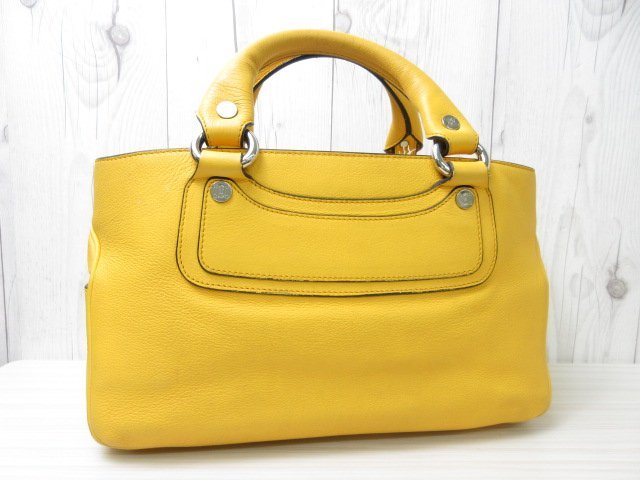 極美品 CELINE セリーヌ ブギーバッグ トートバッグ ハンドバッグ バッグ レザー 黄色 67174_画像2