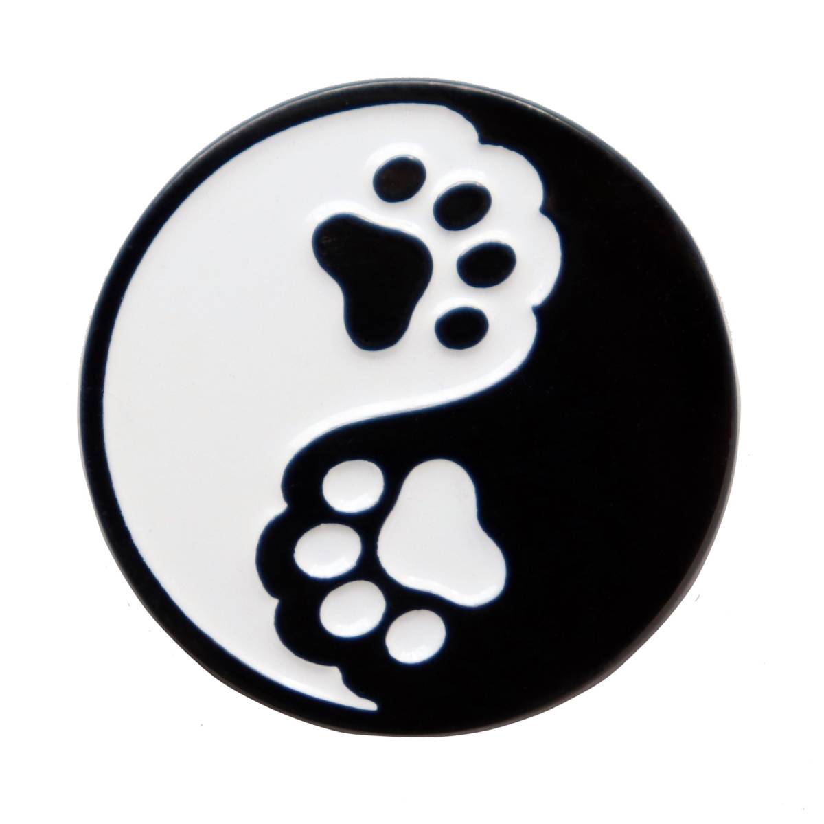 ゴルフマーカー 肉球の太極図（タオマーク） 犬と猫の手足 かわいいボールマーカー（土台・クリップ無し） 鉄製_画像1