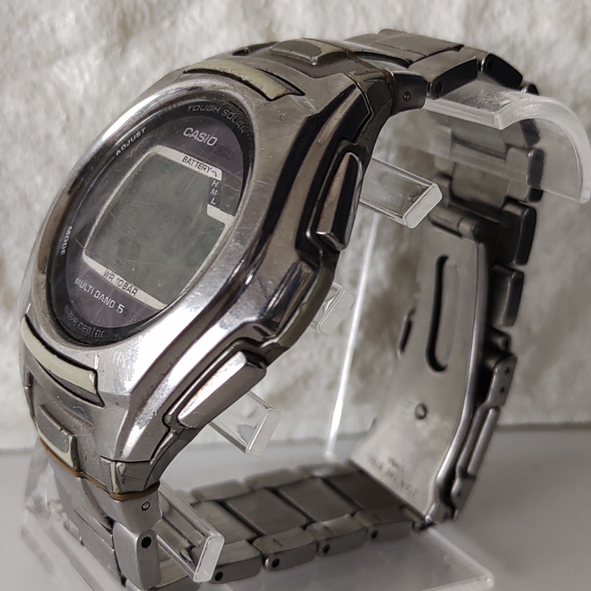 カシオ CASIO 腕時計 ソーラー マルチバンド ウェーブセプター 電波ソーラー ビンテージ ステンレス ワールドタイム多機能メンズ_画像3