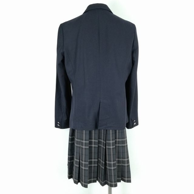 1円 ブレザー チェックスカート ネクタイ 上下4点セット 大きいサイズ 冬物 女子 学生服 新潟北越高校 紺 制服 中古 ランクC NA3789_画像2