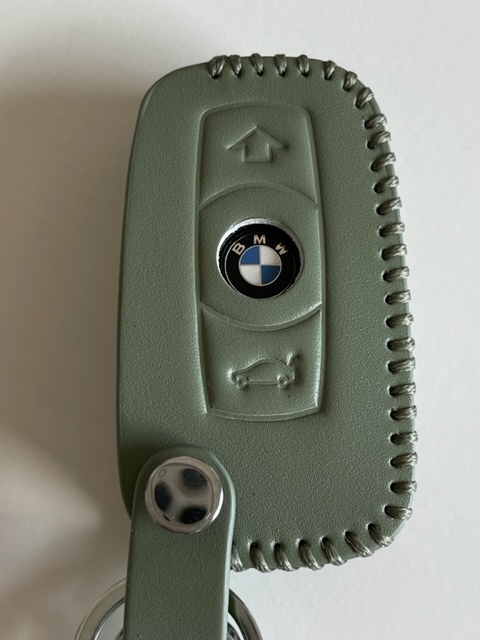 牛革ジャストフィットケース BMW E90 E91 E92 E60 BMWスマートキーケース BMWキーケース BMWキーレスケース モスグリーン色 2_画像1