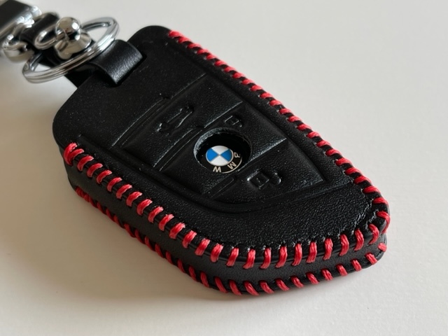 BMW Xタイプ GRスープラ 牛革ぴったりフィットケース Z4 GR supra GRスープラ スマートキーケース キーケース 黒色縫い糸赤 1_画像5